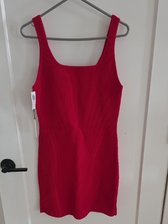 Babaton Dresses & Skirts - Red Ribbed Square-Neck Women's Dress